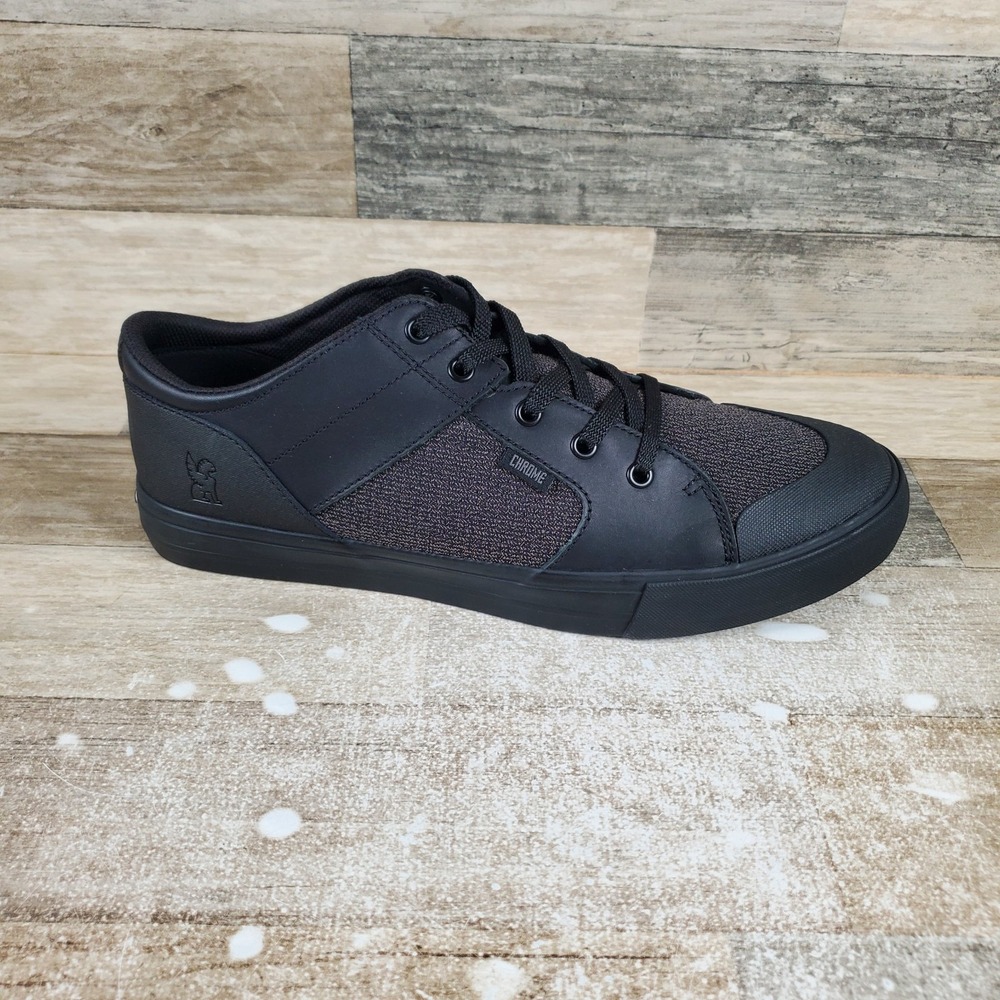 Chrome Southside 3.0 Low Mens Shoes Sz 12 Black Leather Lace Up Low Top Sneakers